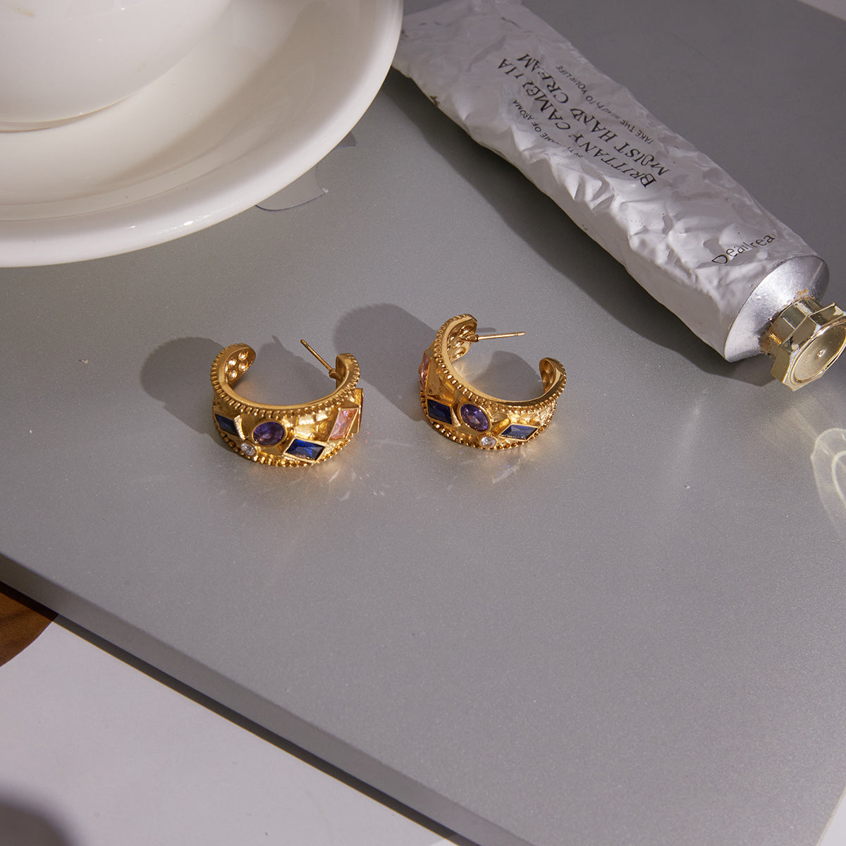 Bejeweled statement hoops