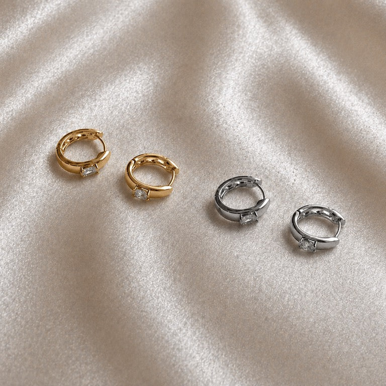 Mini Stone Huggie Hoops