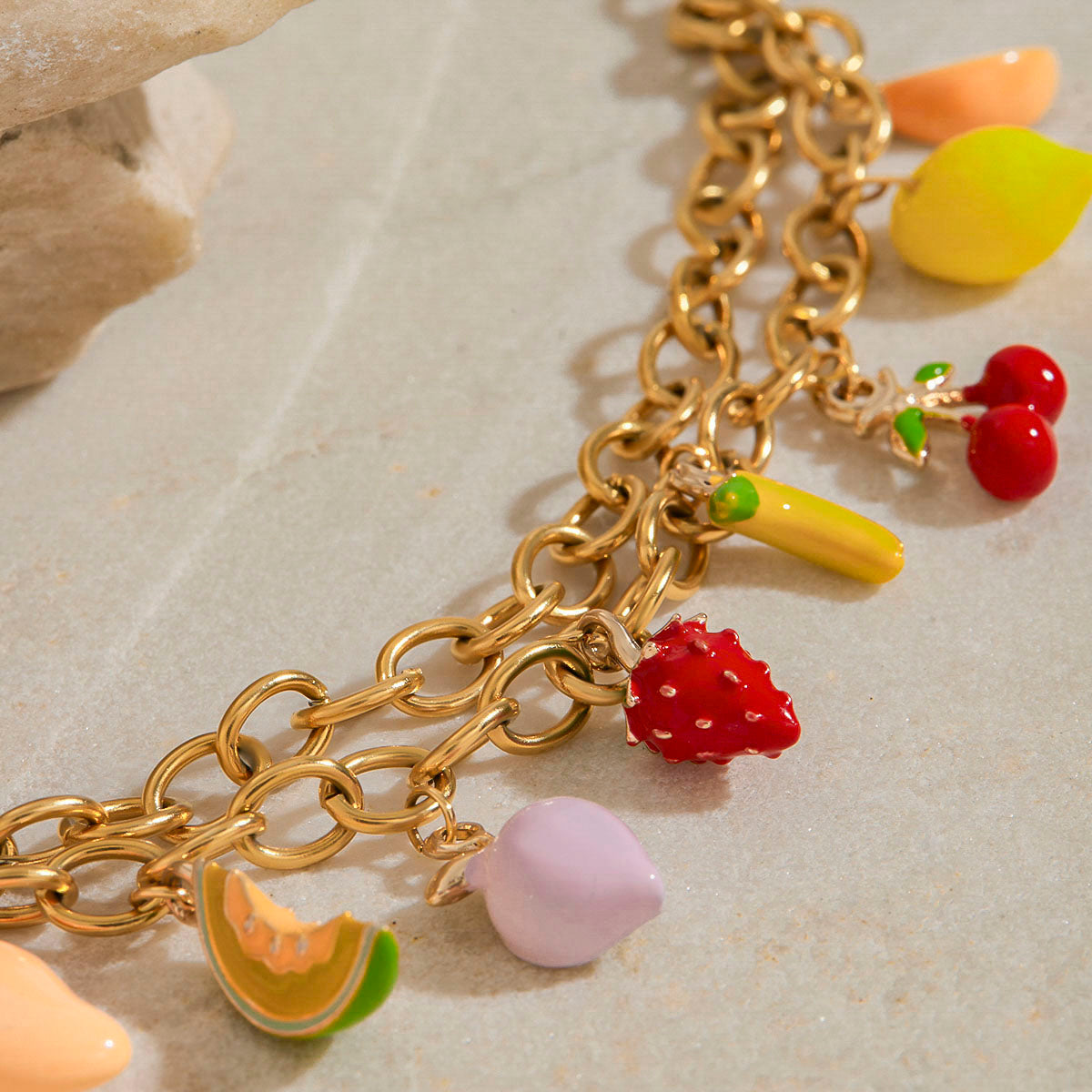 Close up of Charms De Fruta Bracelet 