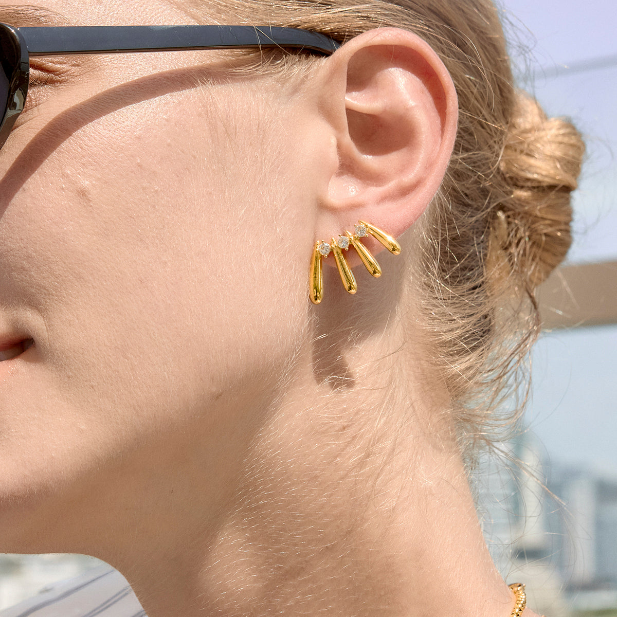 Claw Golden Studded Earrings 
