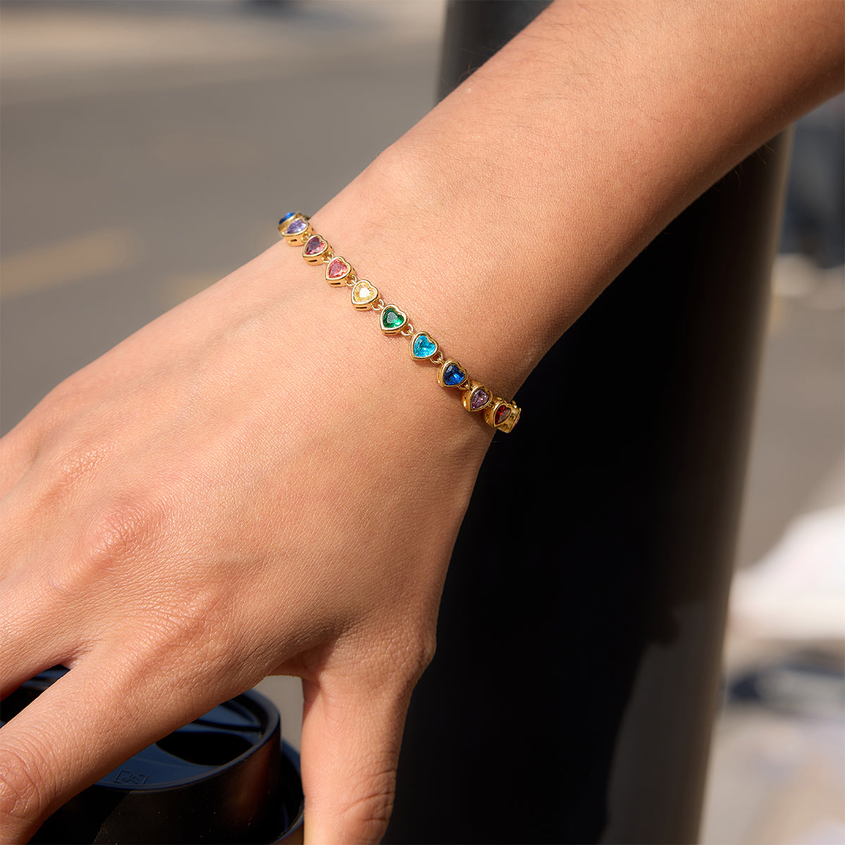Colourful Rainbow Heart Bracelet