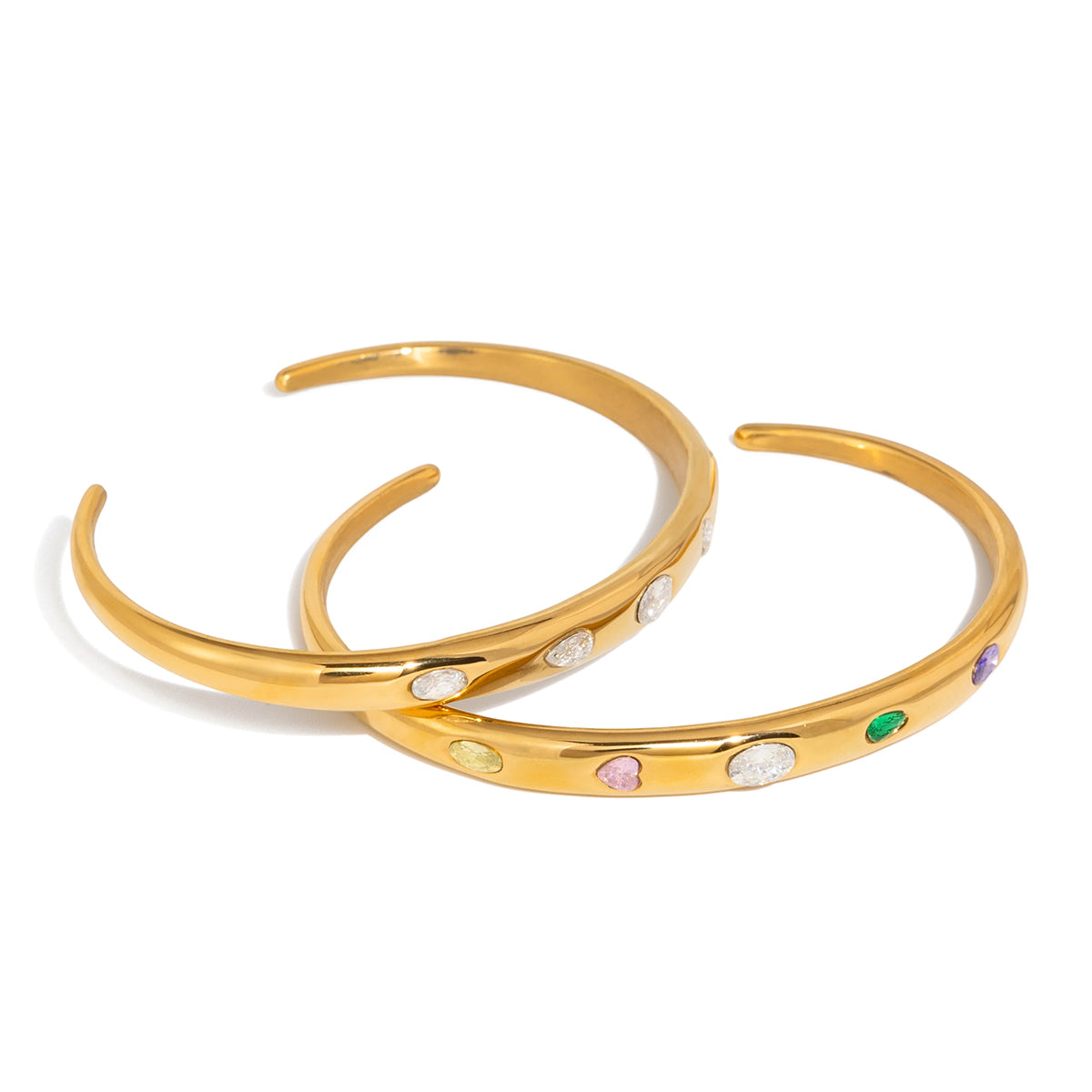 Multi Stone Studded Cuff Bangle