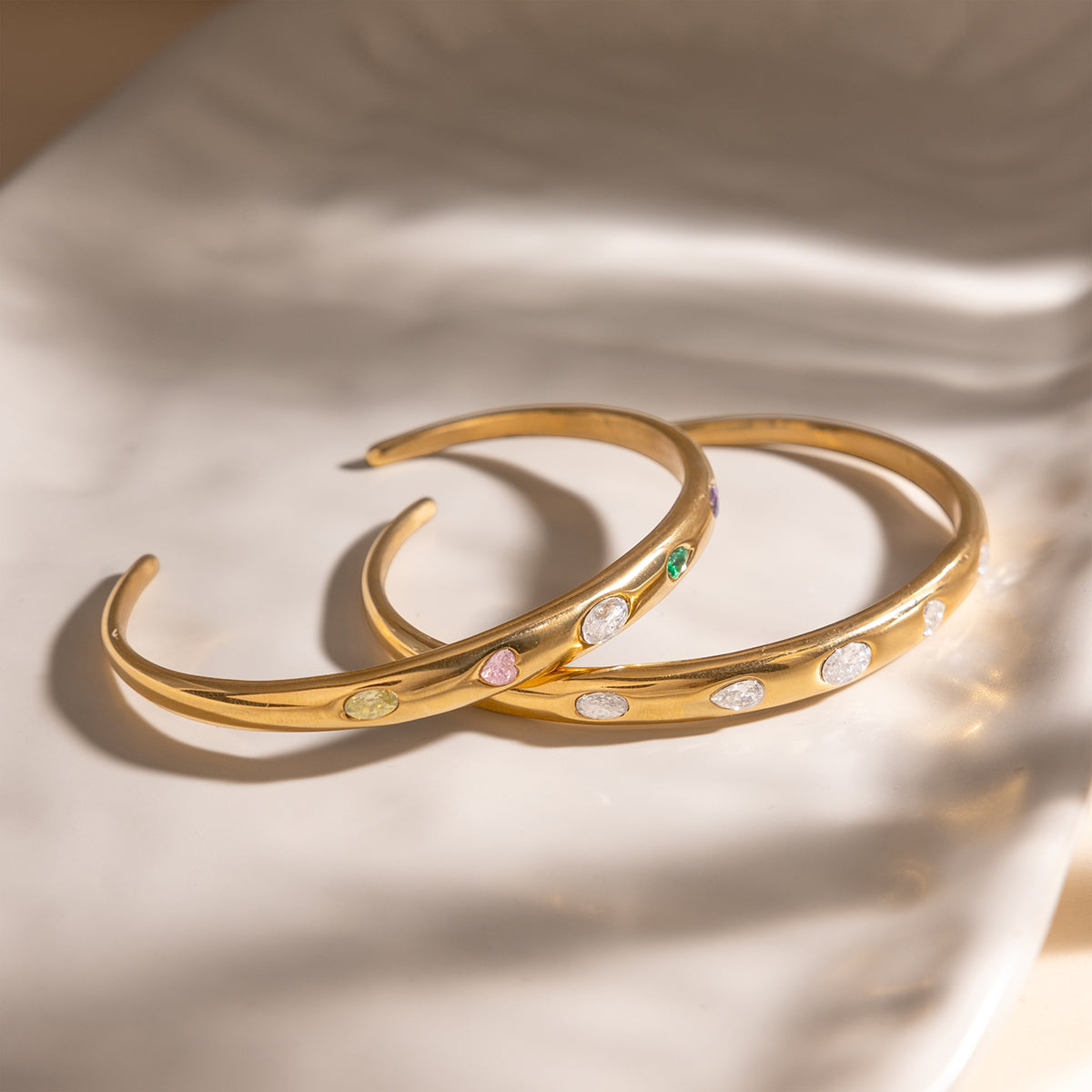Multi Stone Studded Cuff Bangle