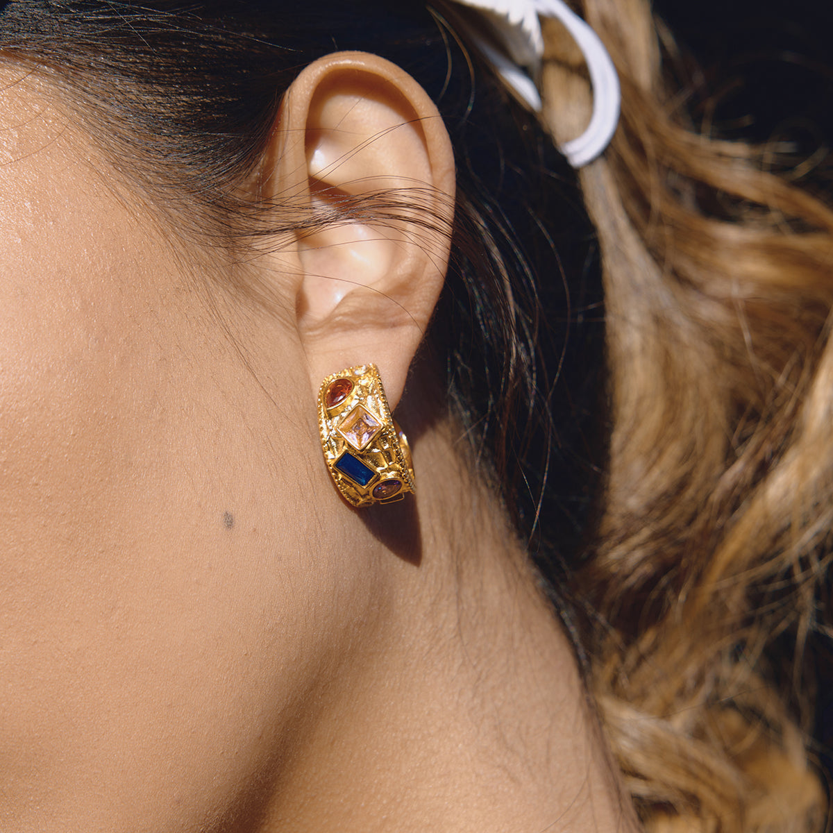 Bejeweled statement hoops