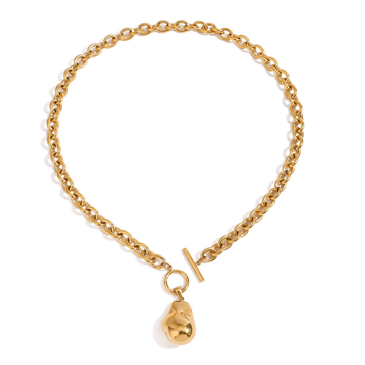 Dull Gold Molten Drop Necklace