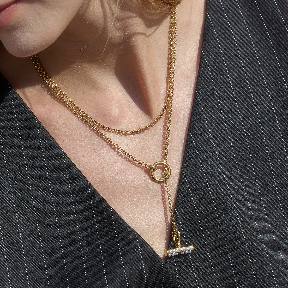 Lock In Pearl Studded Necklace