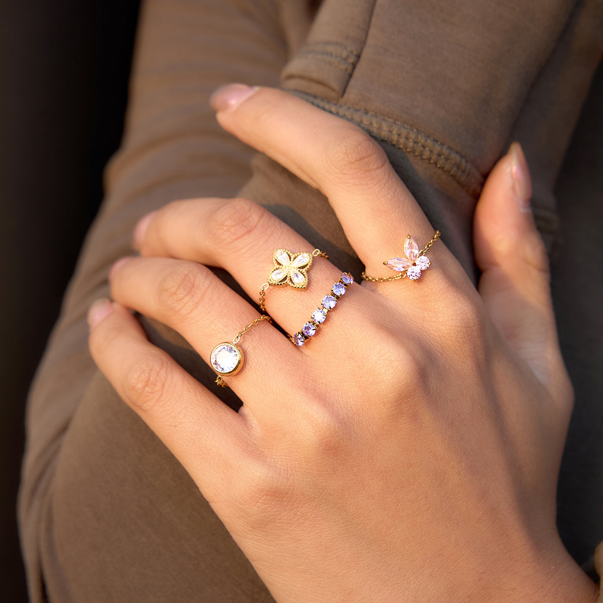 Lilac Ring - Pull Adjustable Band