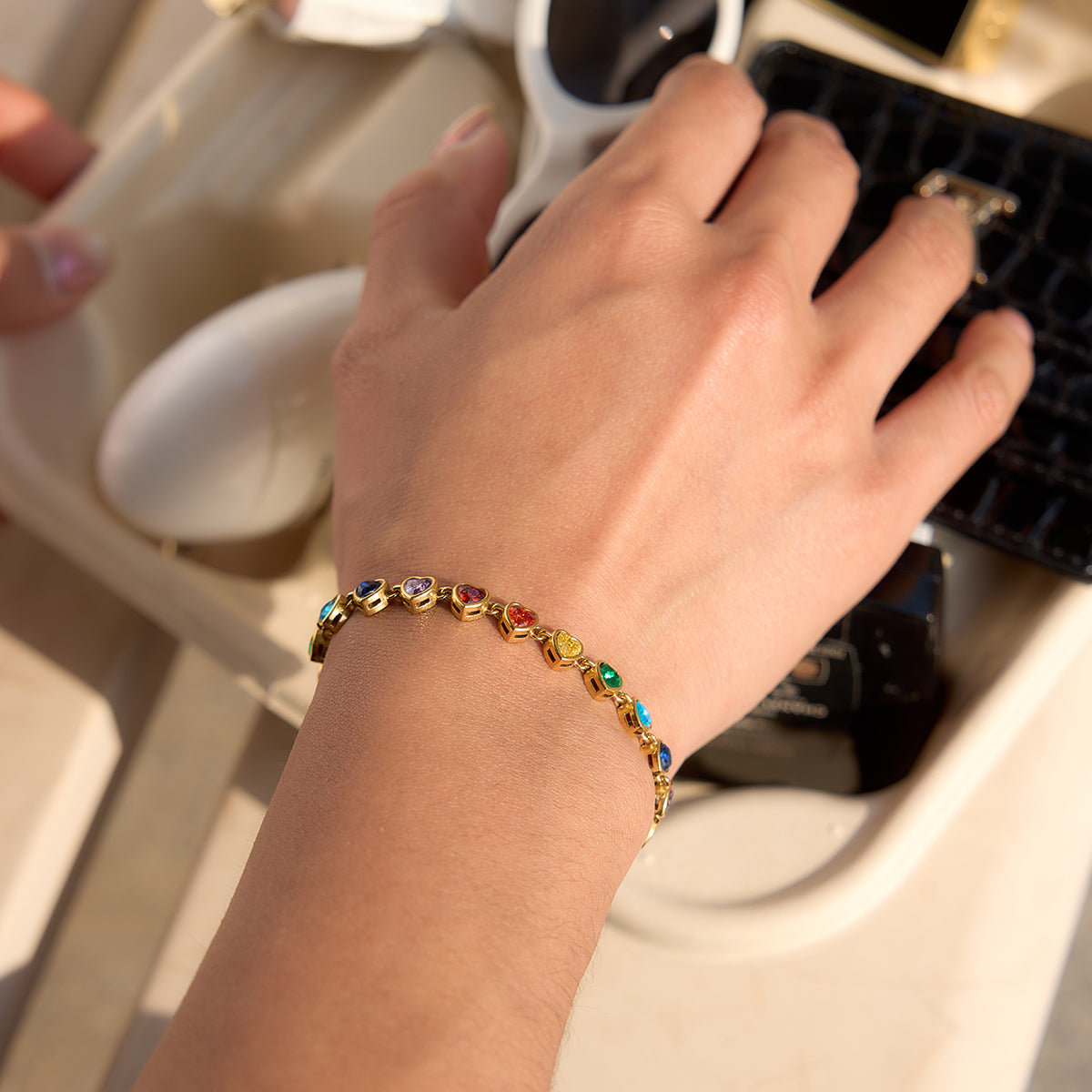 Rainbow Multicoloured Heart Bracelet
