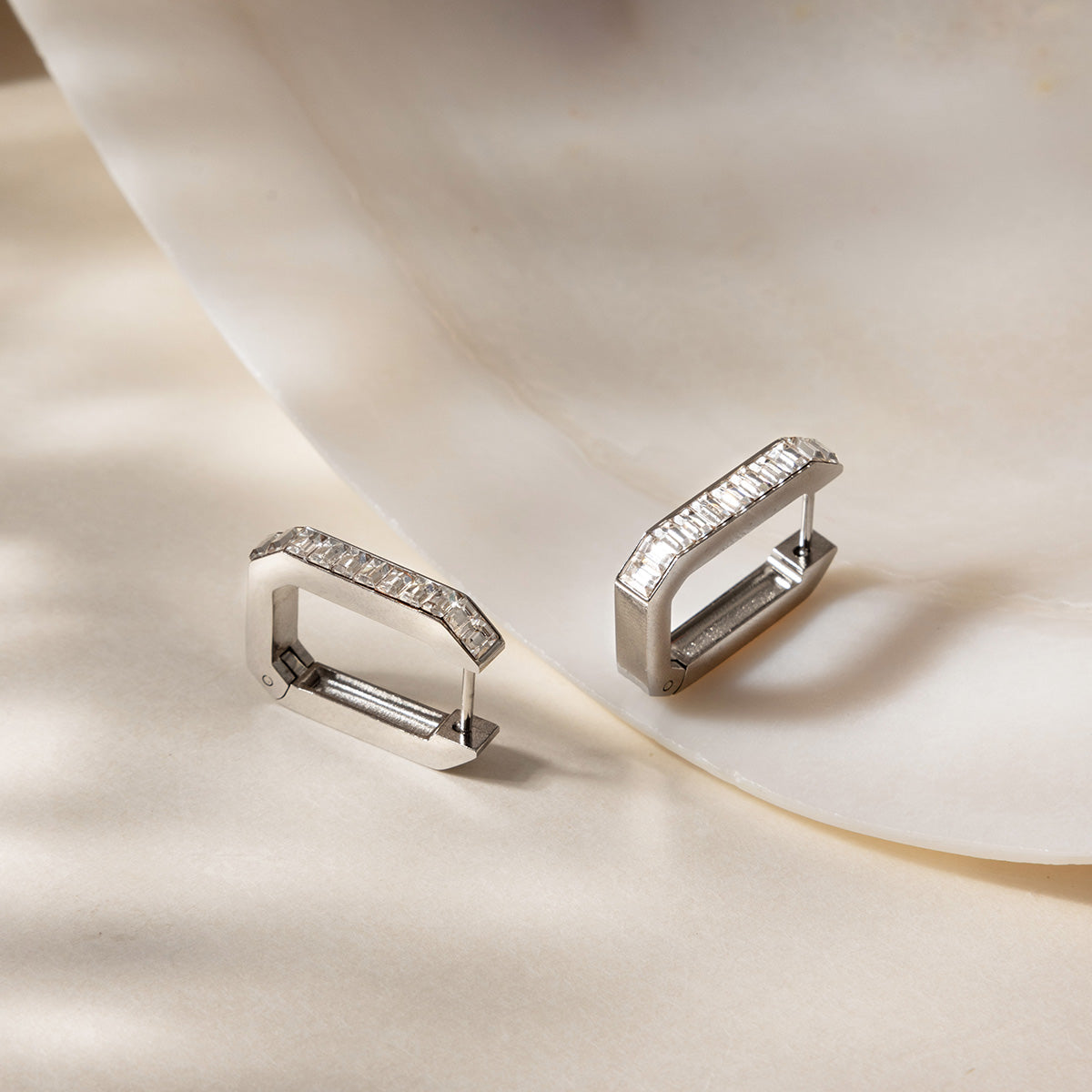 Rec-less Studed Silver Hoops