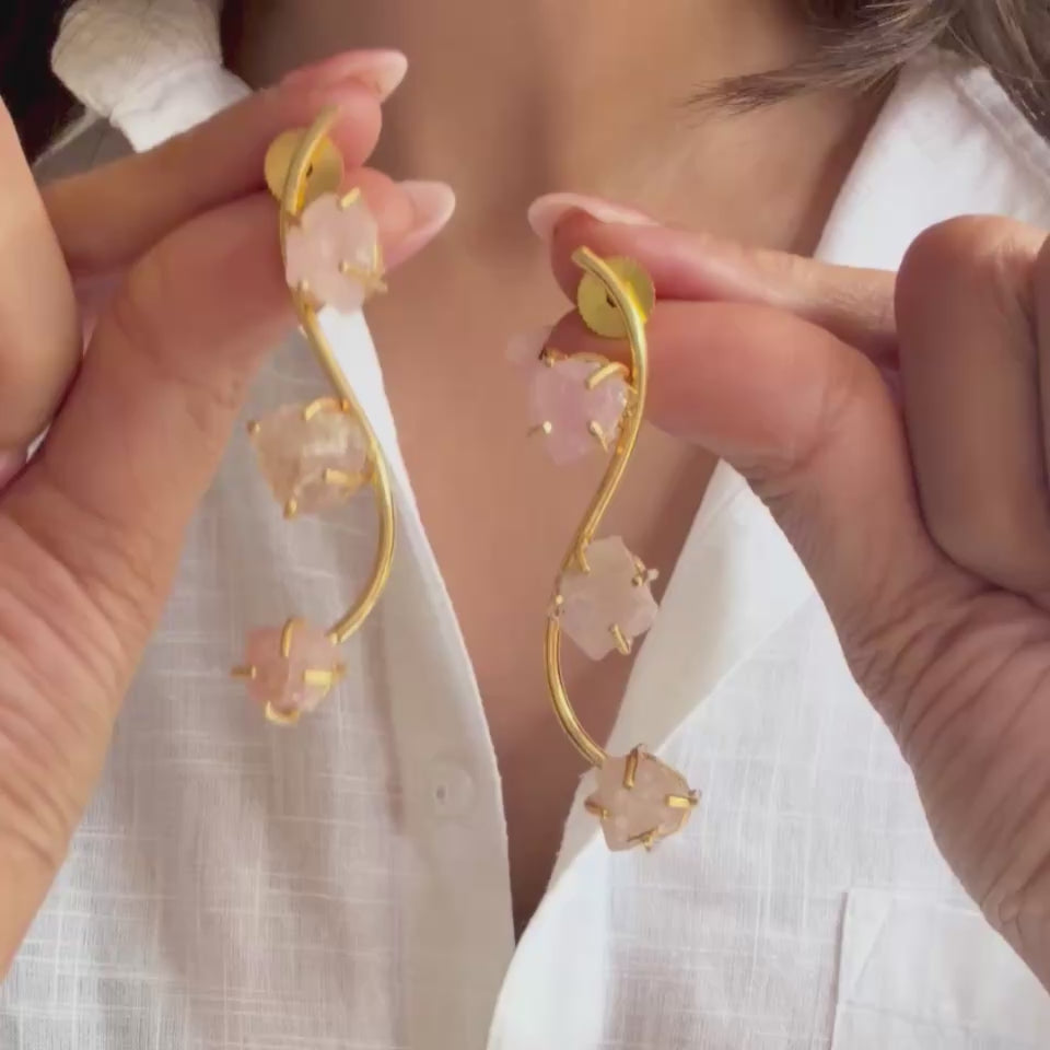 Ladi Earrings Natural Pink Stone Danglers